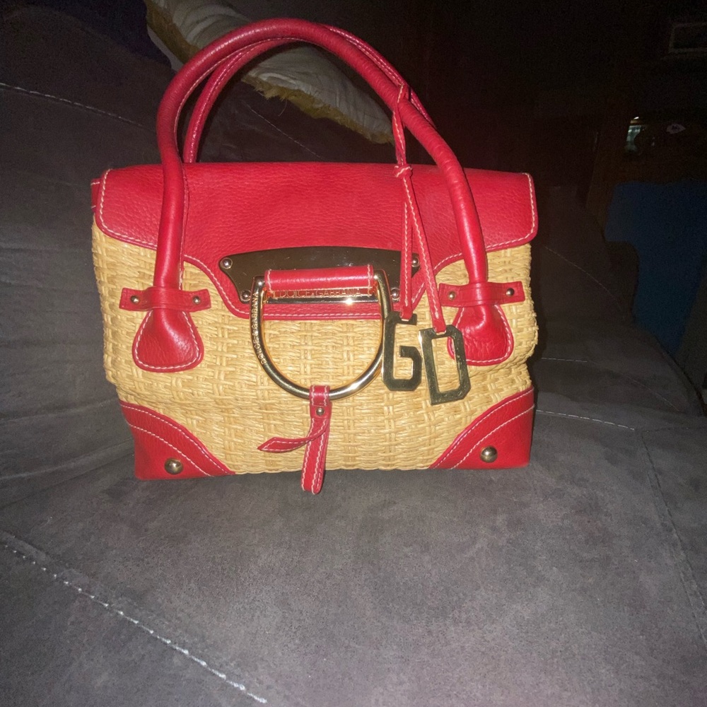 Dolce and Gabbana raffia d-ring tote bag